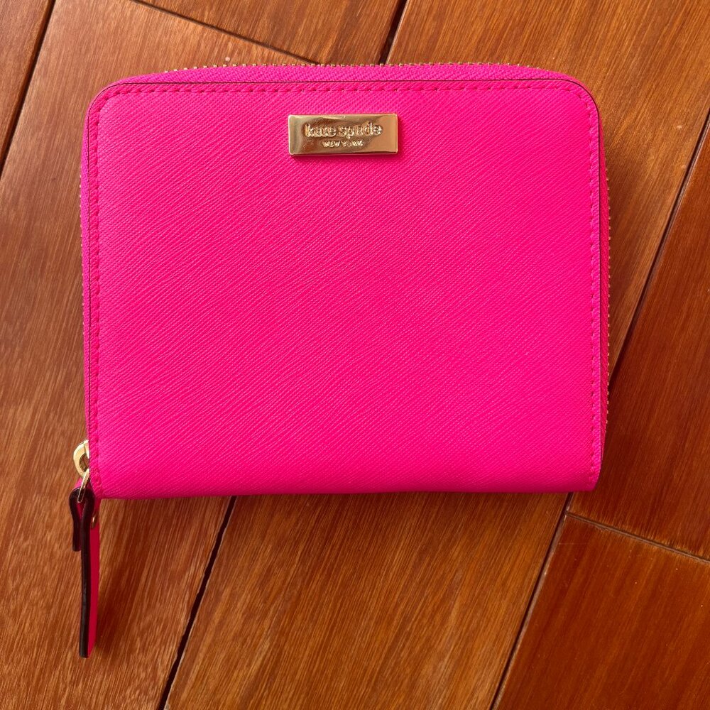 Kate Spade Hot Pink Gold Zipper Wallet